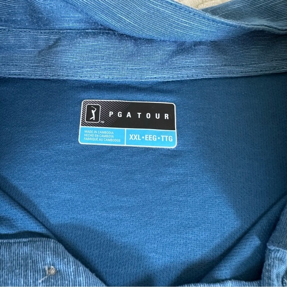 PGA Tour Performance Golf Short Sleeve Collared Polo Mens 2XL Blue Lightweight - Picture 5 of 9